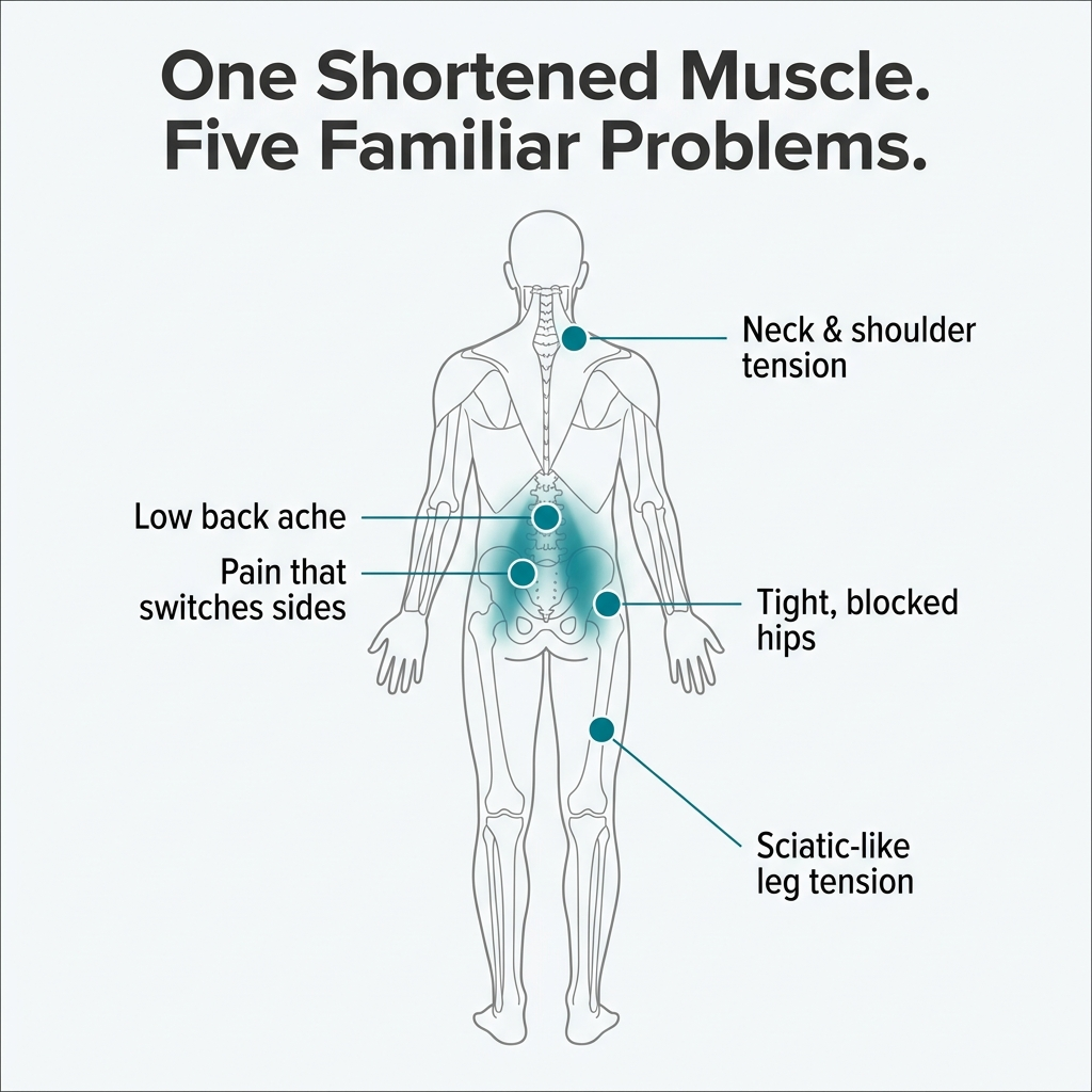One shortened muscle, five familiar problems